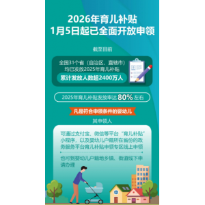 2026年度育儿补贴申领持续火热，8省试点将补贴延长至6岁